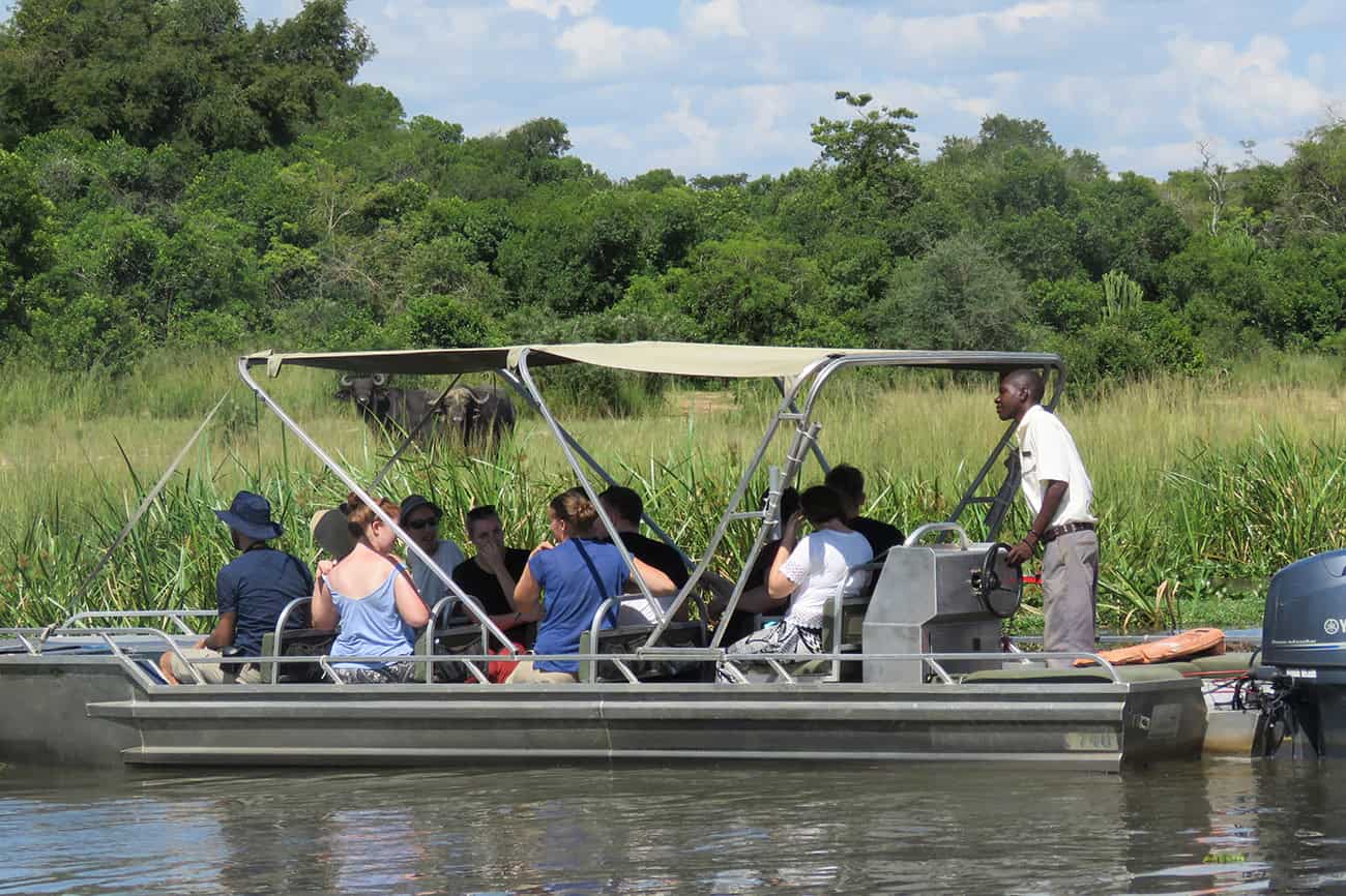 Bird watching from the boat at the Murchison Falls National Park, Uganda