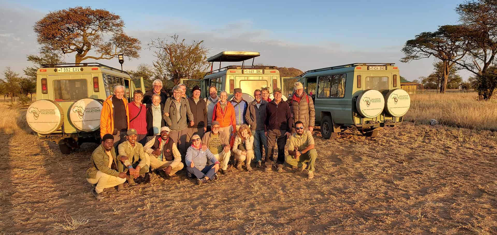 Group of travelers on a safari in Uganda