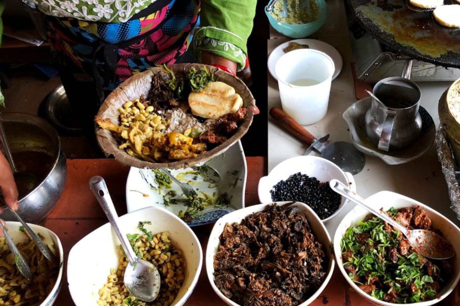 Eating in a homestay with a Nepali family