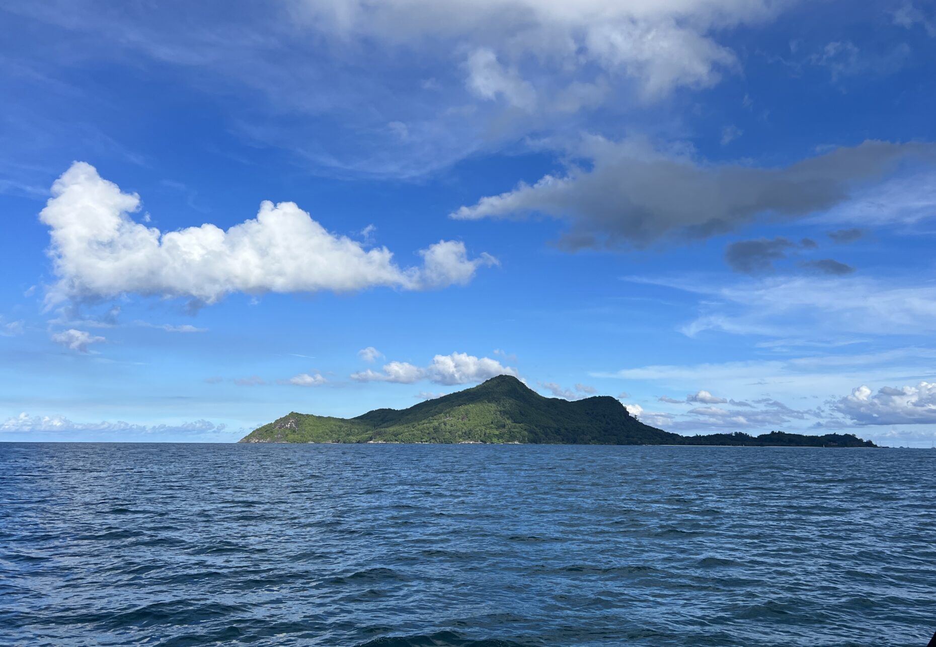 View onto Sainte Anne Island in the Seychelles.