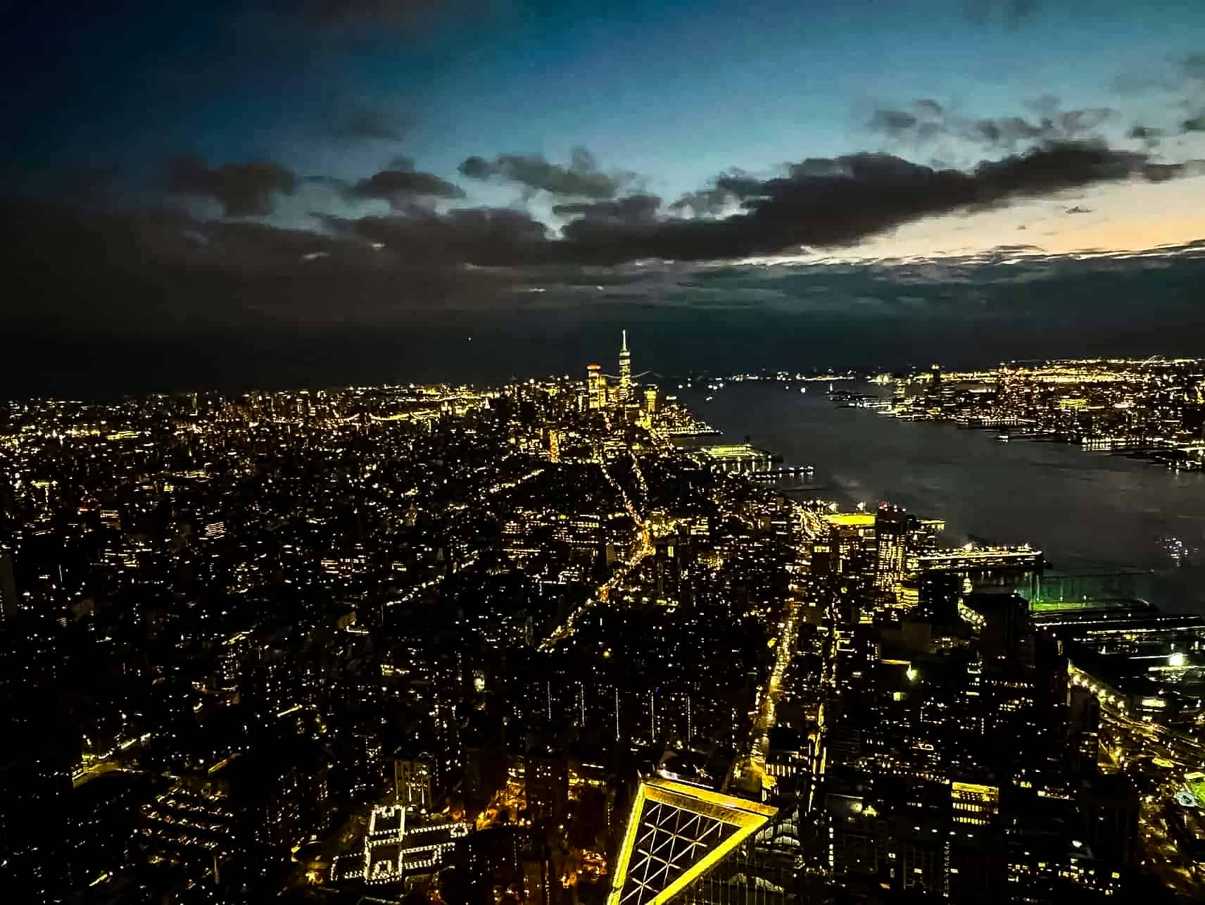 Sea of lights view of New York City, USA, from The Edge.