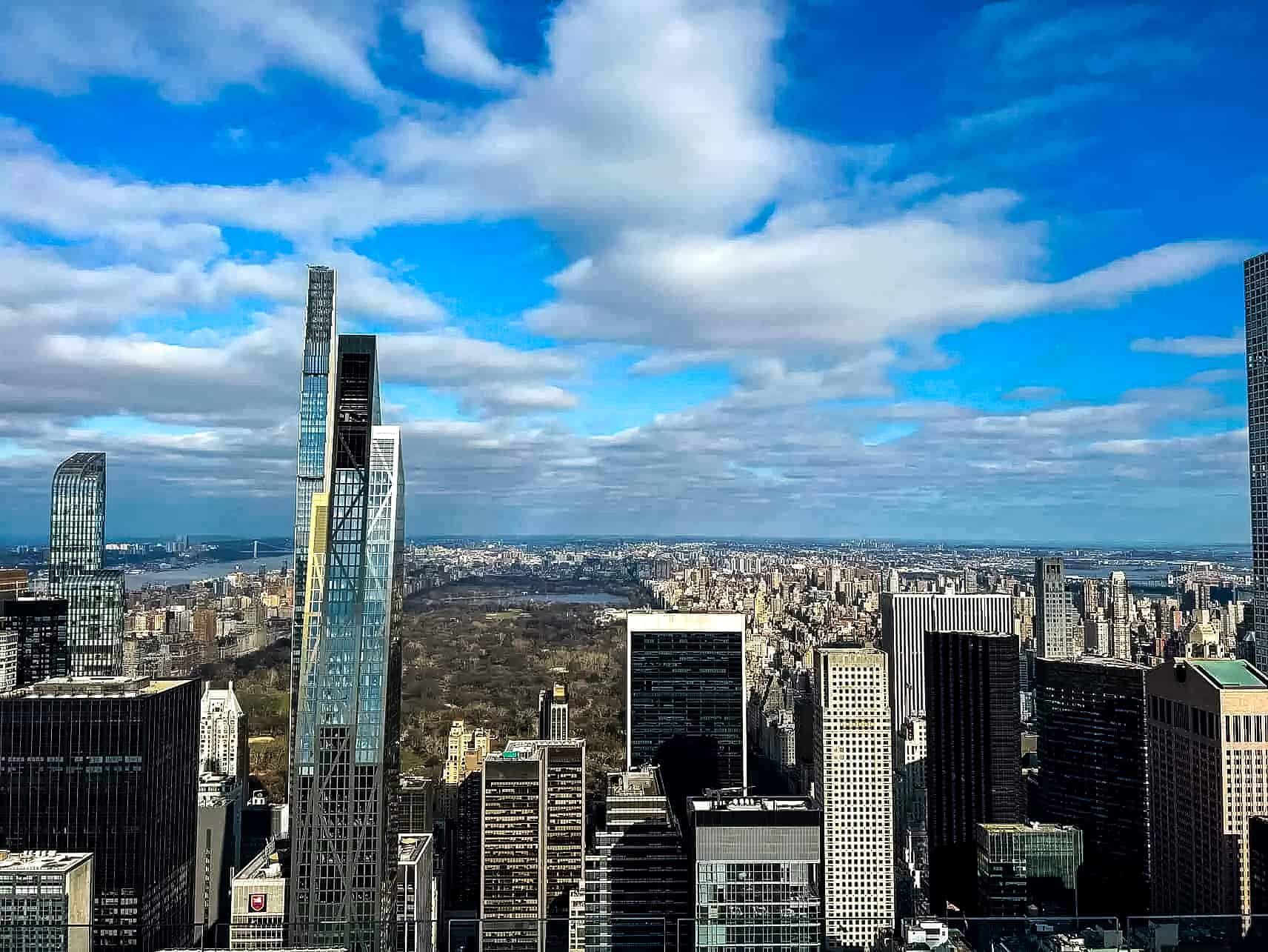 The view from Rockefeller Center to Central Park in New York City, USA.