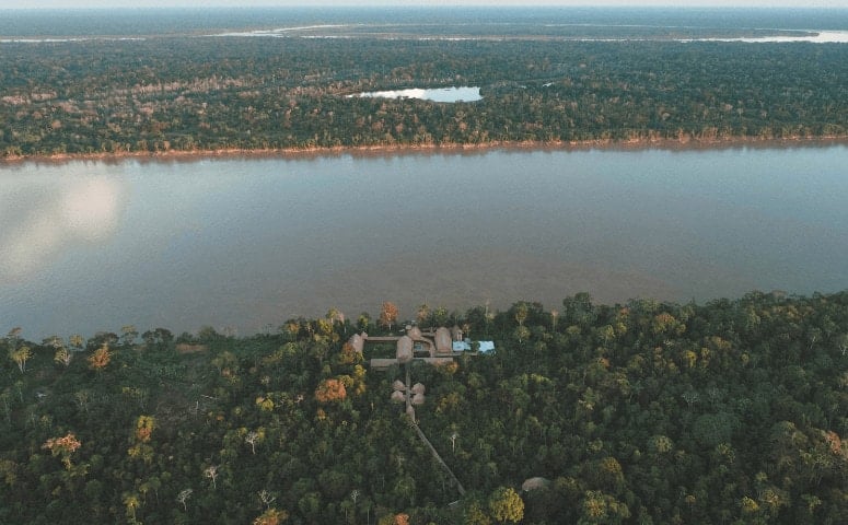 jungle lodge next to amazon river and jungle