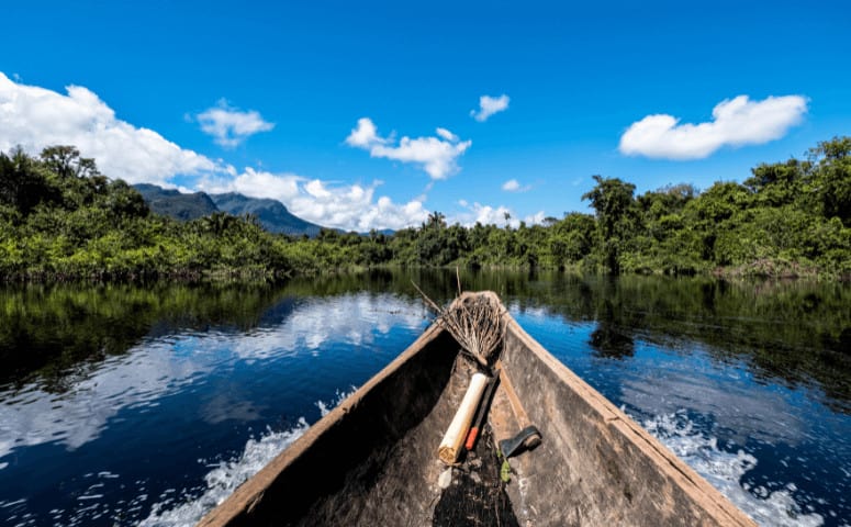 local boat on amazon river